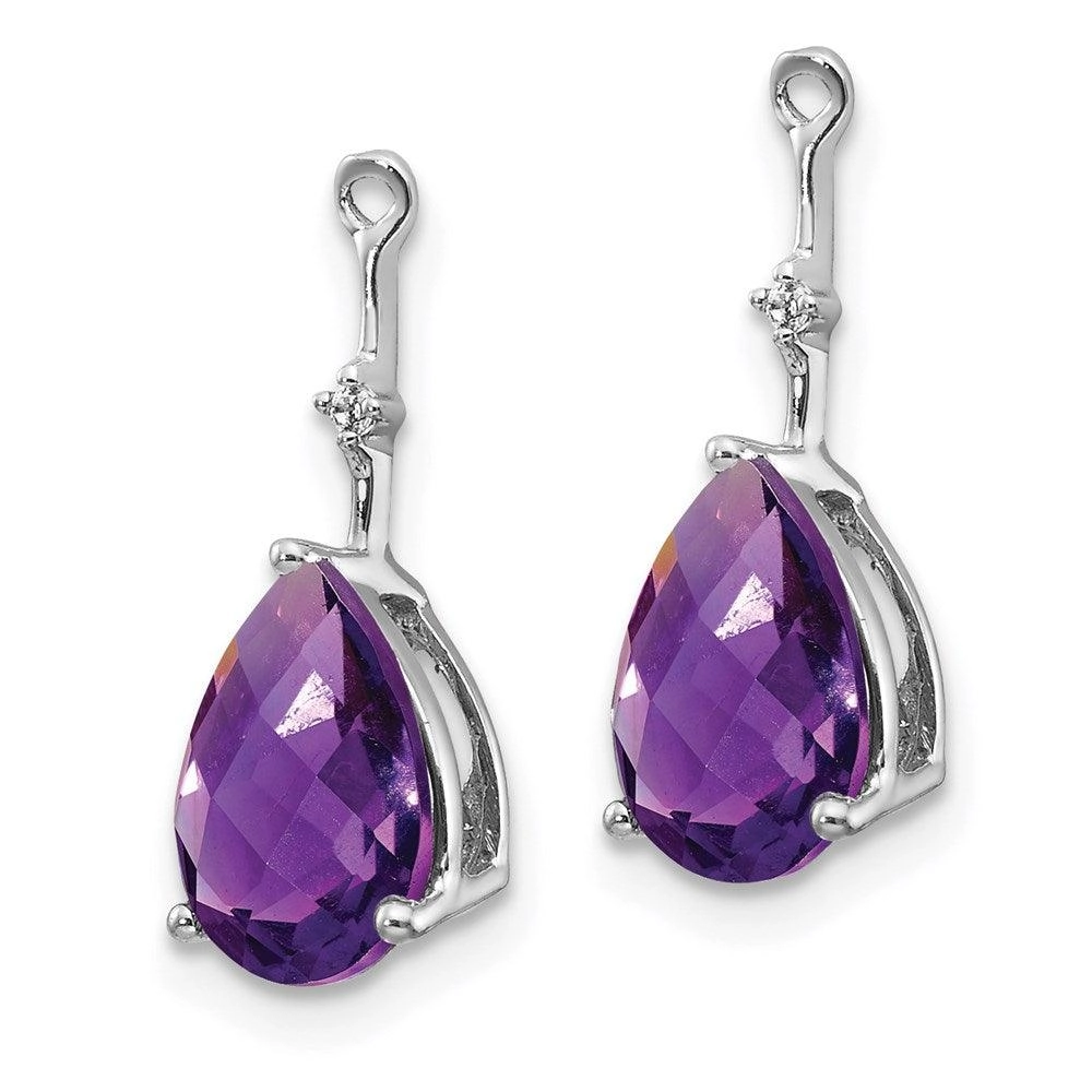 14K White Gold Diamond & Amethyst Earrings