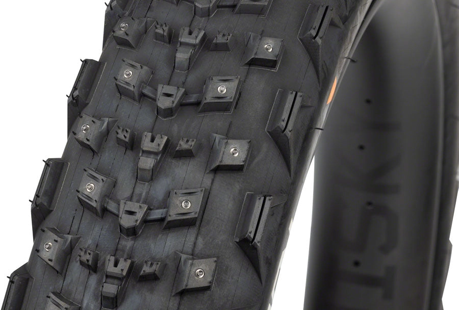 45NRTH Dillinger 4 Tire - 27.5 x 4.0 Tubeless Folding BLK 120 TPI 168 Large Concave Carbide Aluminum Studs