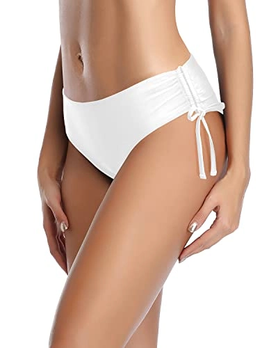 Bathing Suit Cheeky Swim Bottom Side Tie Bikini Bottom-White