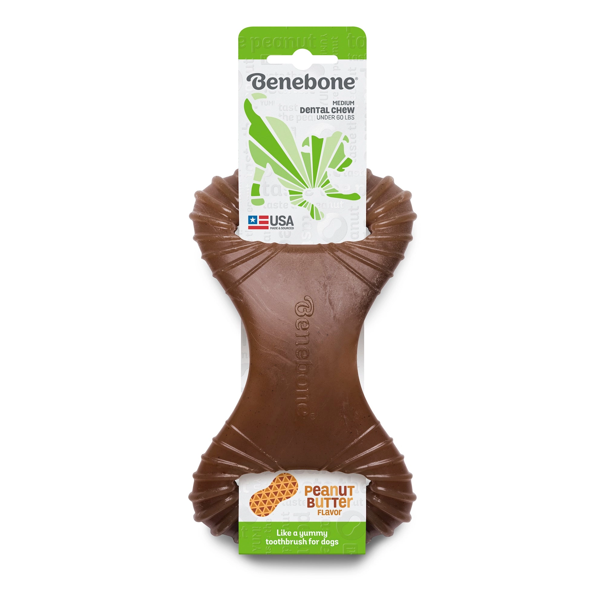 Benebone Dental Durable Dog Chew Toy, Real Peanut, Medium