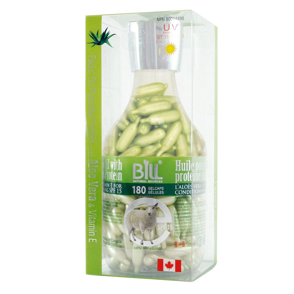 BILL Natural Sources® Facial Oil with Placenta Protein with Aloe Vera & Vitamin E SPF15 Gelcaps