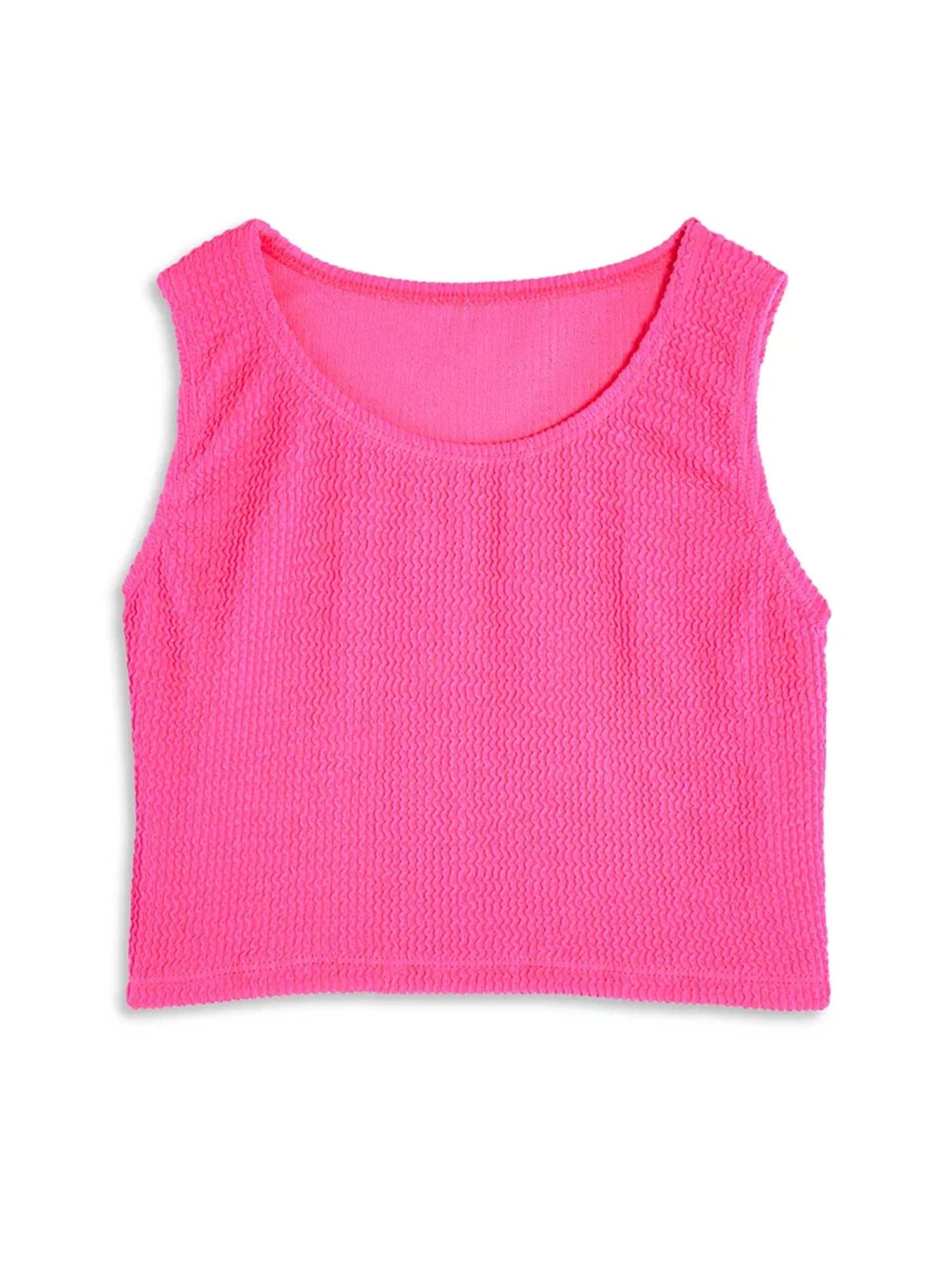 Crinkle Cropped Tank Top - Fuchsia