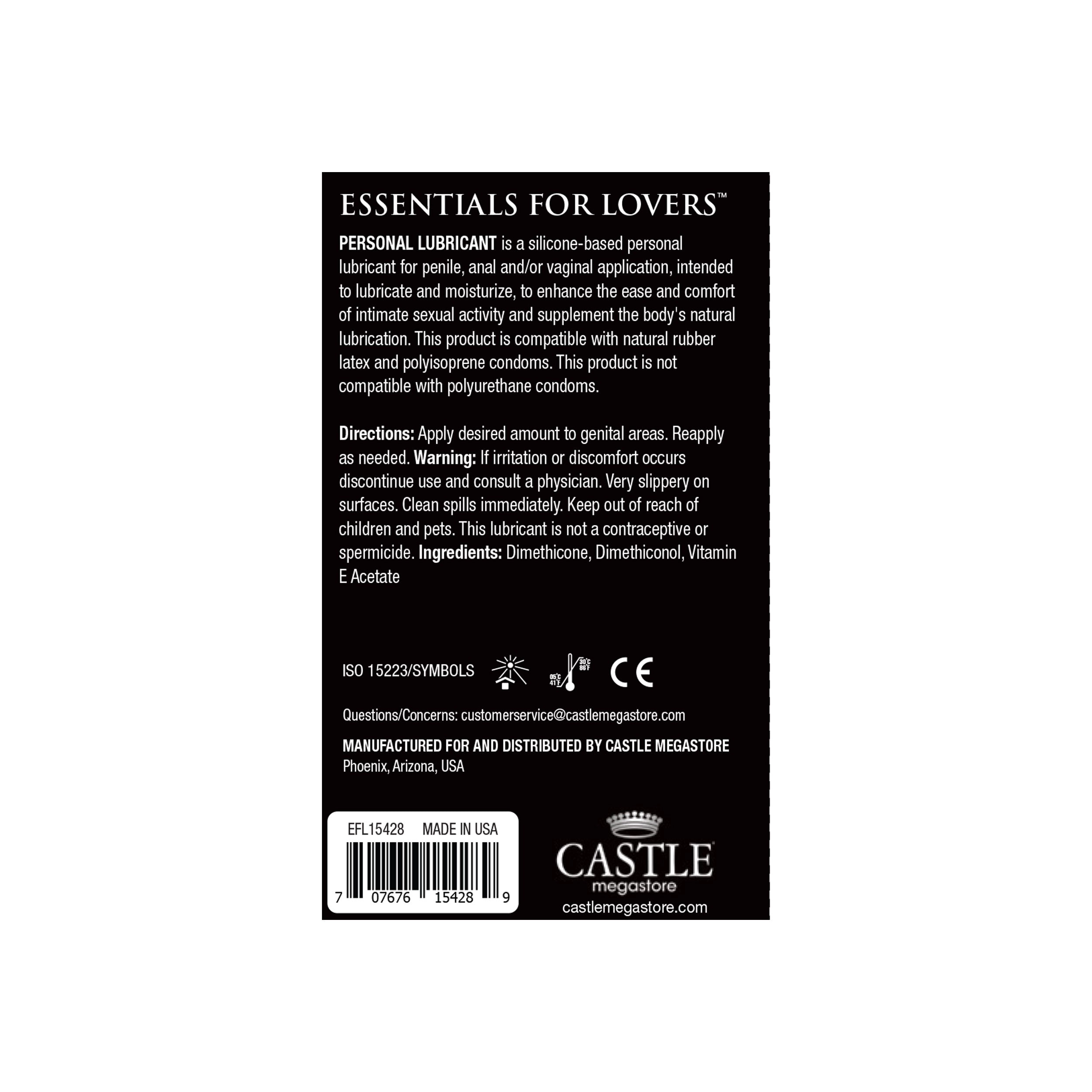 Essentials for Lovers Silicone Lubricant - 4 Oz