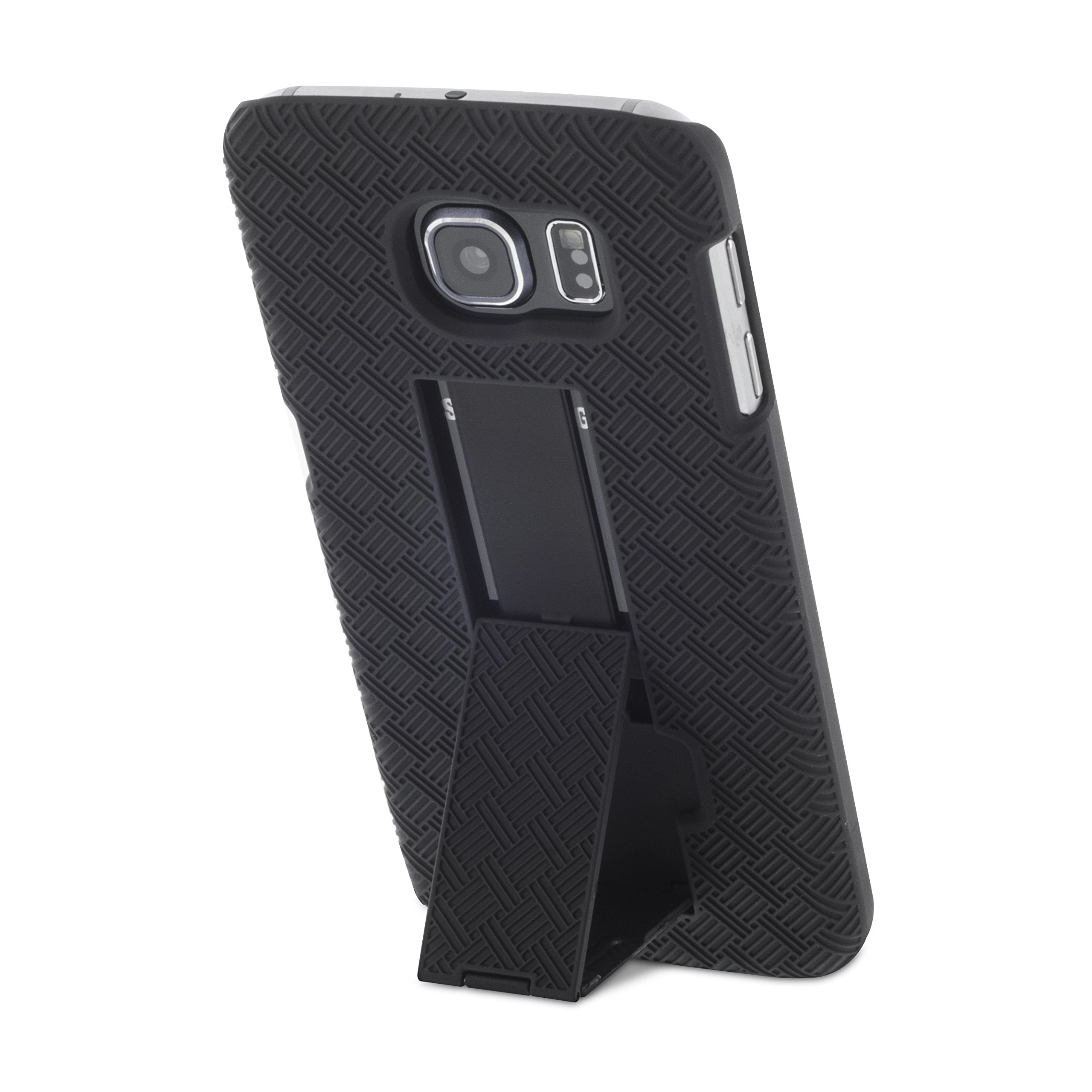 Galaxy S6 Case, Aduro Shell & Holster COMBO Case Super Slim Shell Case w/ Built-In Kickstand   Swivel Belt Clip Holster for Samsung Galaxy S6