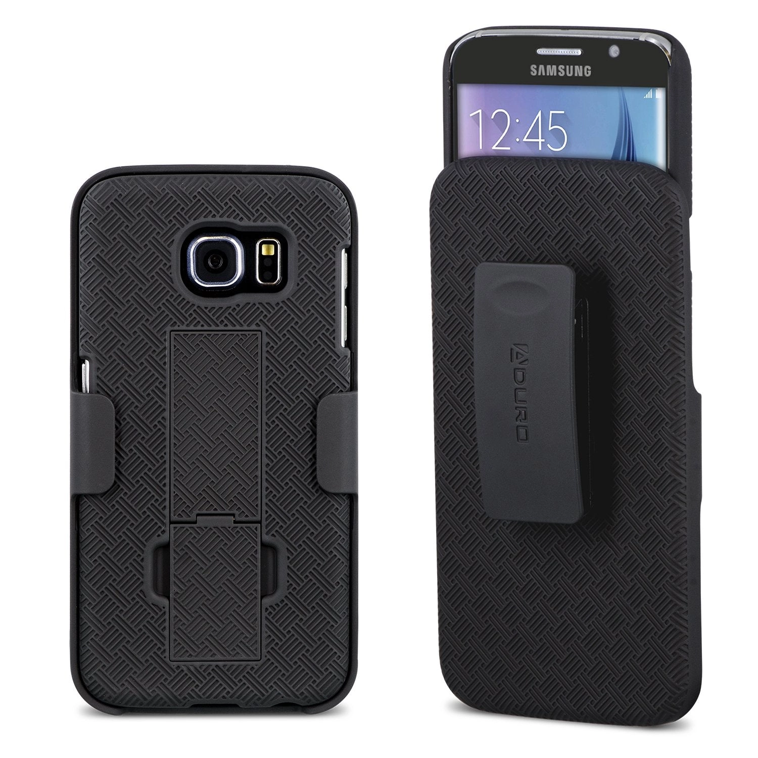 Galaxy S6 Case, Aduro Shell & Holster COMBO Case Super Slim Shell Case w/ Built-In Kickstand   Swivel Belt Clip Holster for Samsung Galaxy S6