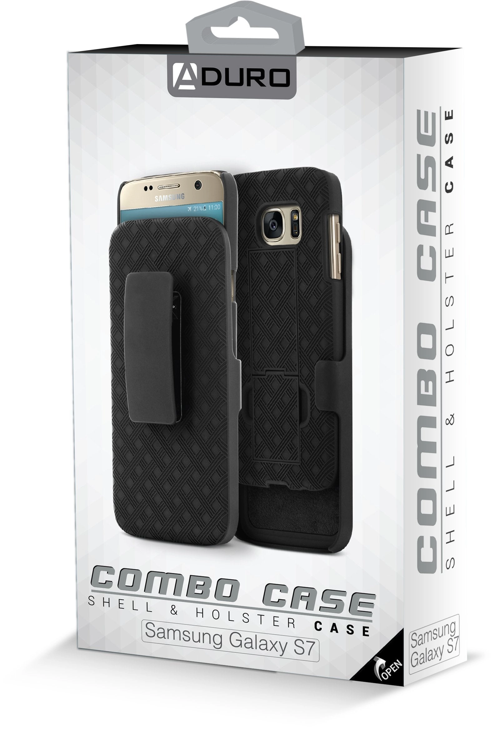 Galaxy S7 Case, Aduro Shell & Holster COMBO Case Super Slim Shell Case w/ Built-In Kickstand   Swivel Belt Clip Holster for Samsung Galaxy S7