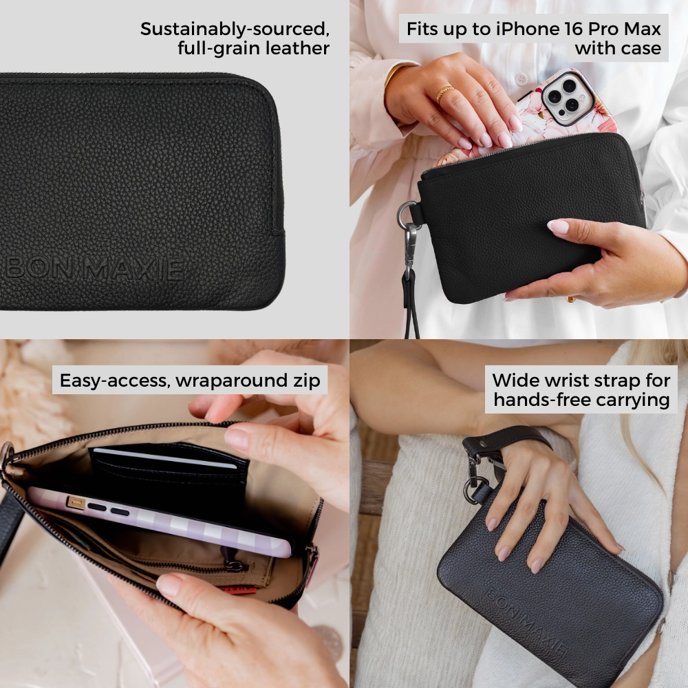 Leather Phone Wallet Pouch -- Sage