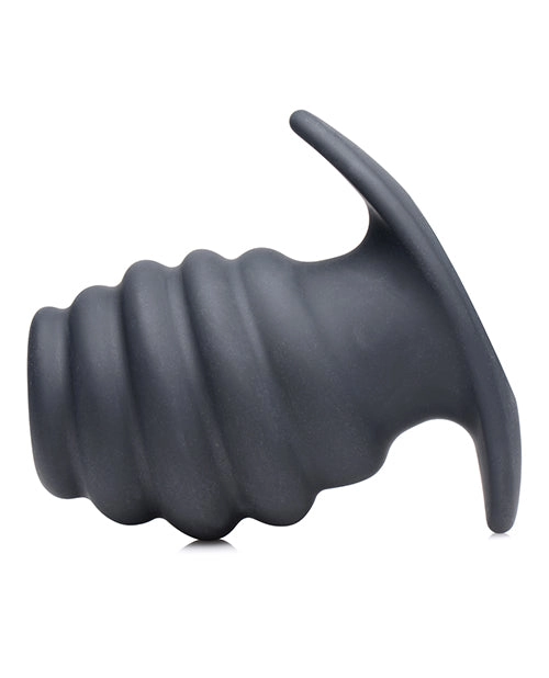 Master Series Hive Ass Tunnel 3.4 Silicone Ribbed Hollow Anal Plug - Black