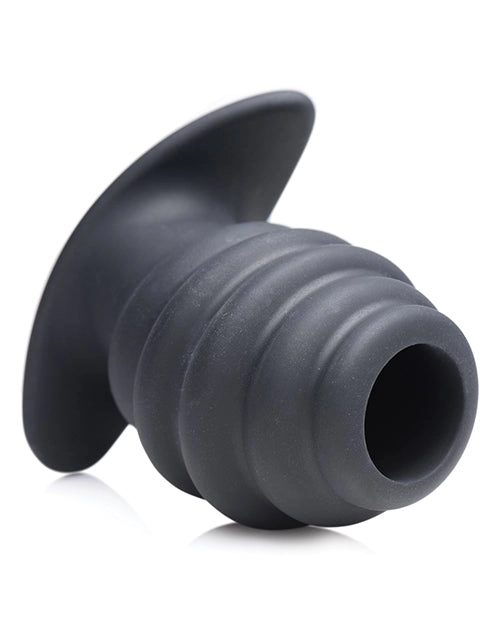 Master Series Hive Ass Tunnel 3.4 Silicone Ribbed Hollow Anal Plug - Black