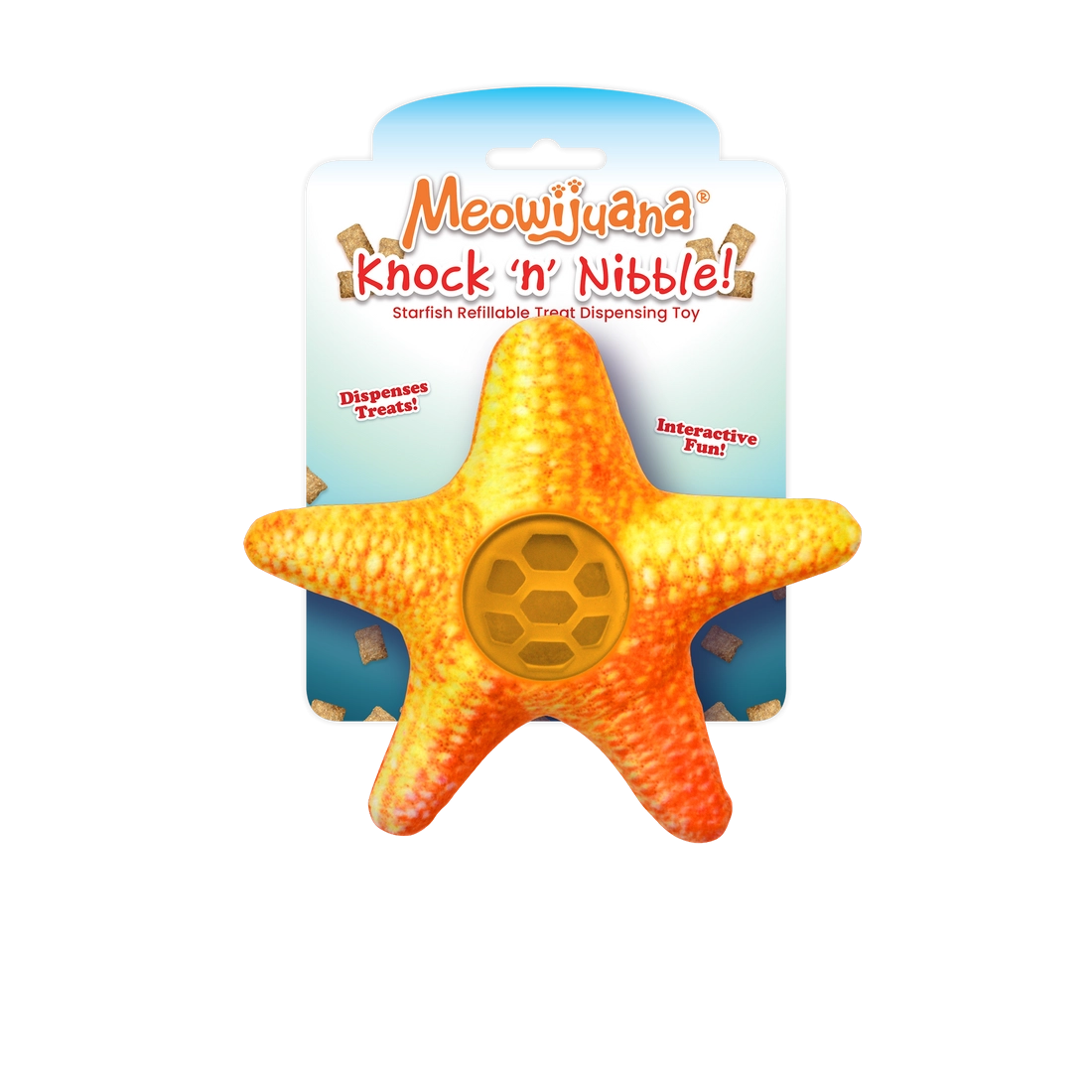 Meowijuana Knock 'n' Nibble Starfish - Refillable Treat Dispensing Cat Toy