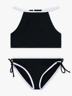 Mia Black and White Tankini Two Piece Swimsuit