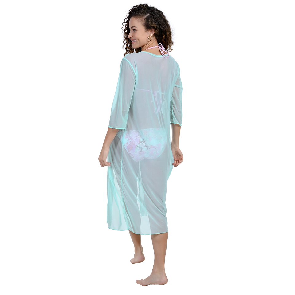 Micro mesh tie front kimonos