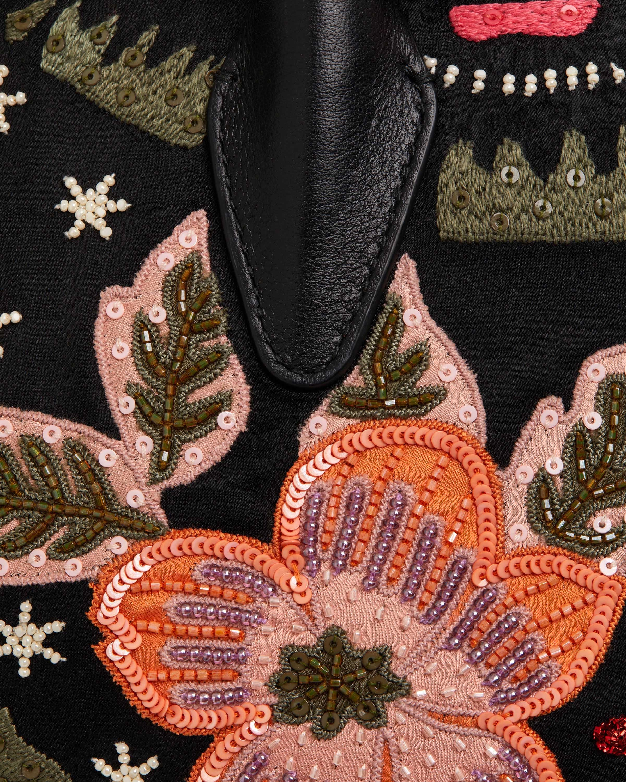 Nano Tote - Black Beaded/Embroidered Satin