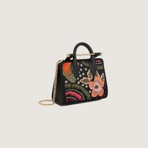 Nano Tote - Black Beaded/Embroidered Satin