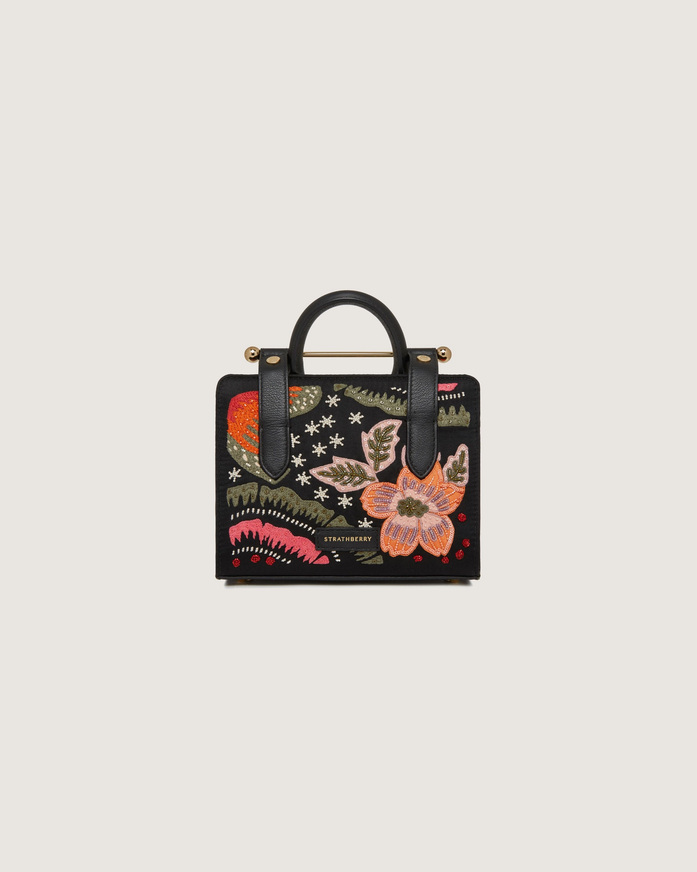 Nano Tote - Black Beaded/Embroidered Satin
