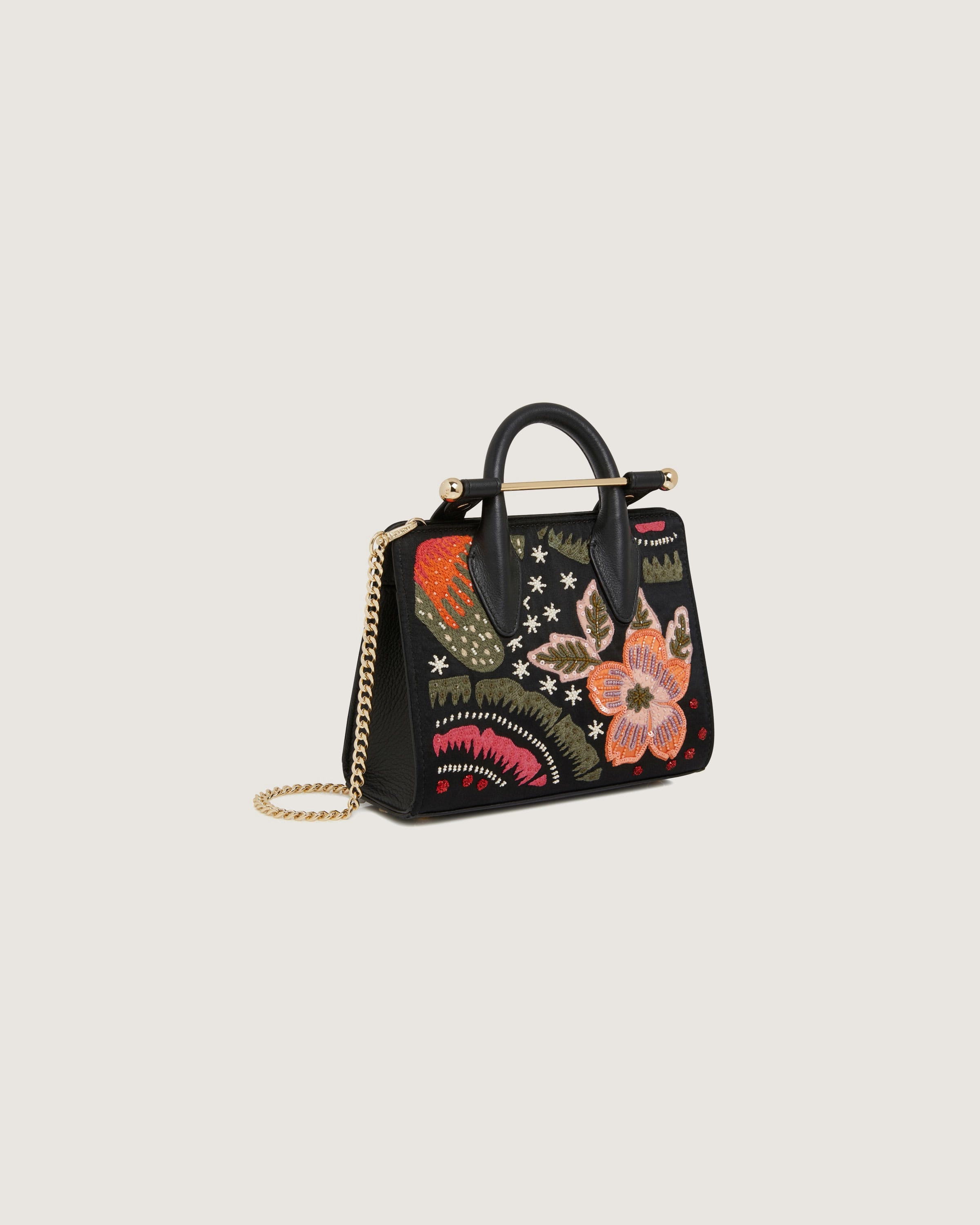 Nano Tote - Black Beaded/Embroidered Satin