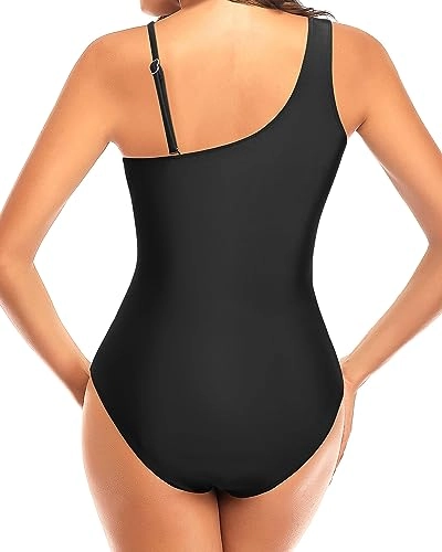 One Shoulder Sheer Mesh Cutout One Piece Swimsuit
