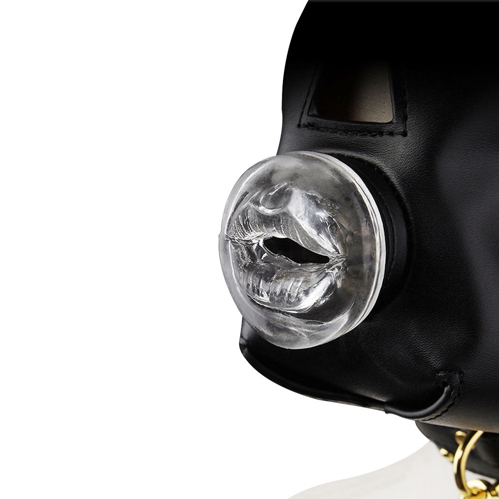 SM Leather Mask Head with Gag Conditioning Slave  Deep  Throat Perverted Bondage Chain Sex Toys