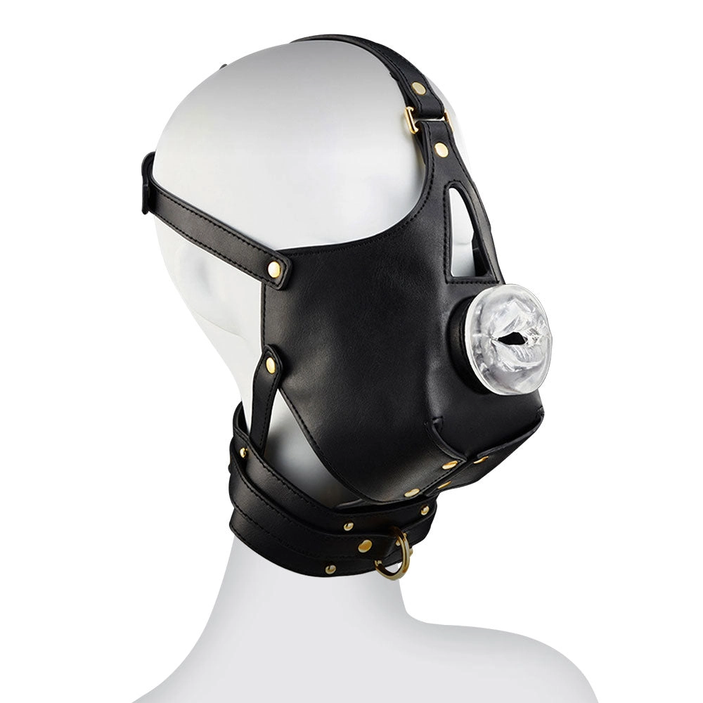 SM Leather Mask Head with Gag Conditioning Slave  Deep  Throat Perverted Bondage Chain Sex Toys