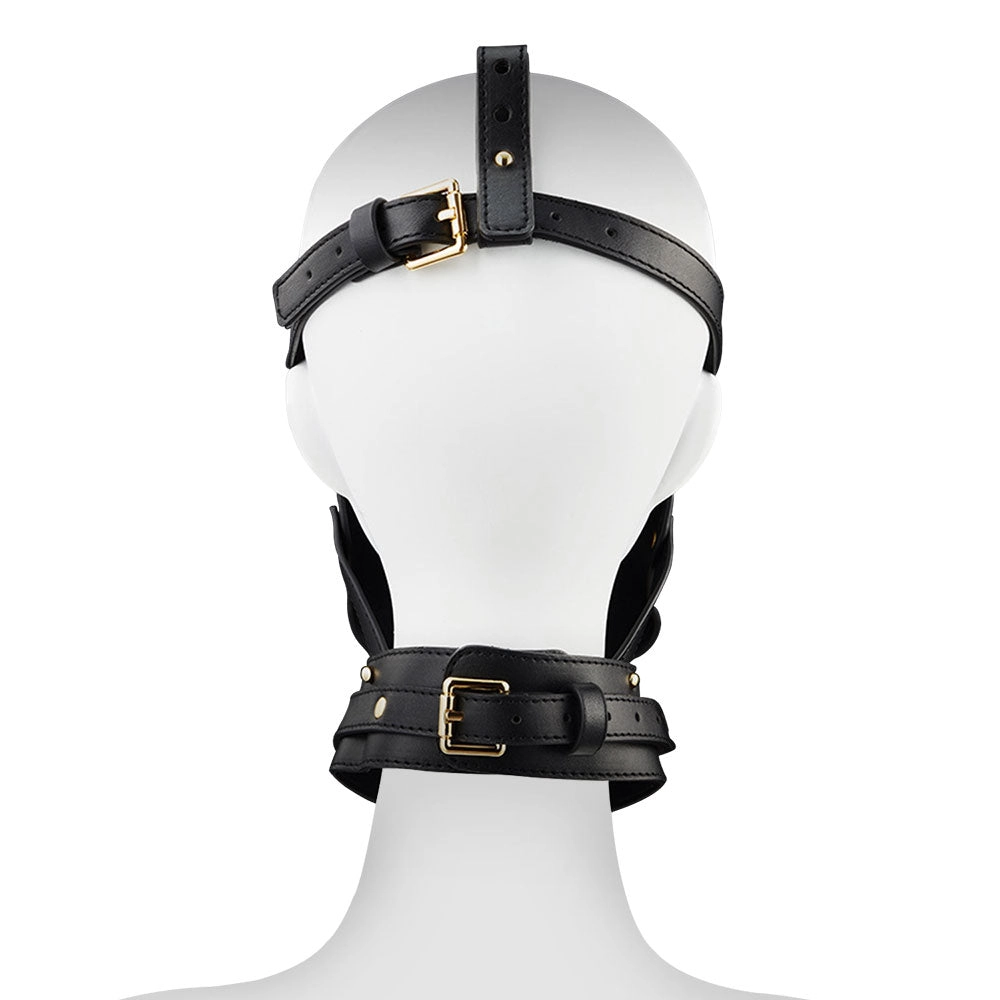 SM Leather Mask Head with Gag Conditioning Slave  Deep  Throat Perverted Bondage Chain Sex Toys
