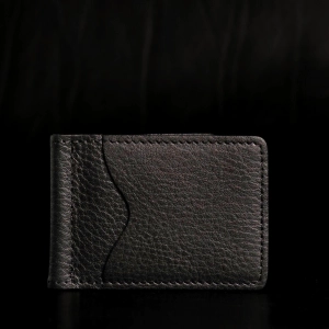 The Pinnacle Wallet - Black Slim Money Clip Pebble Grain Leather Wallet