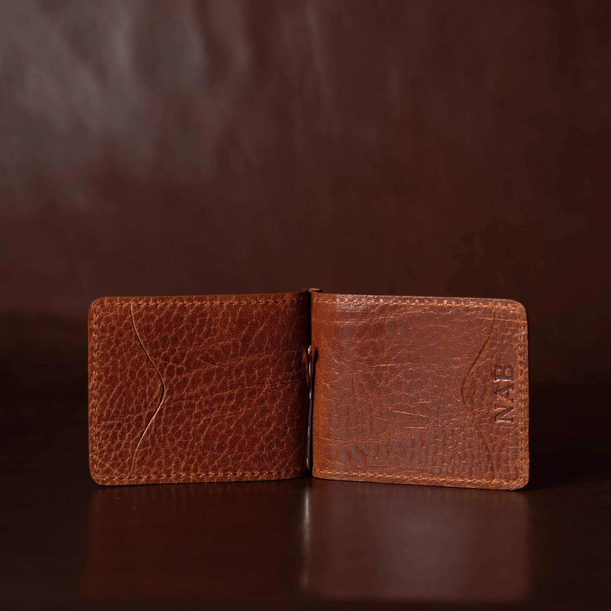The Pinnacle Wallet - Black Slim Money Clip Pebble Grain Leather Wallet