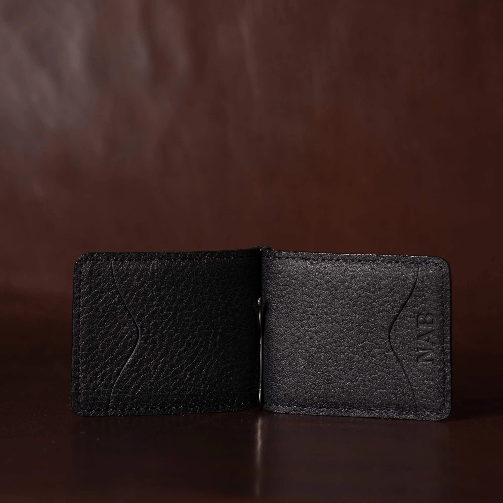 The Pinnacle Wallet - Black Slim Money Clip Pebble Grain Leather Wallet