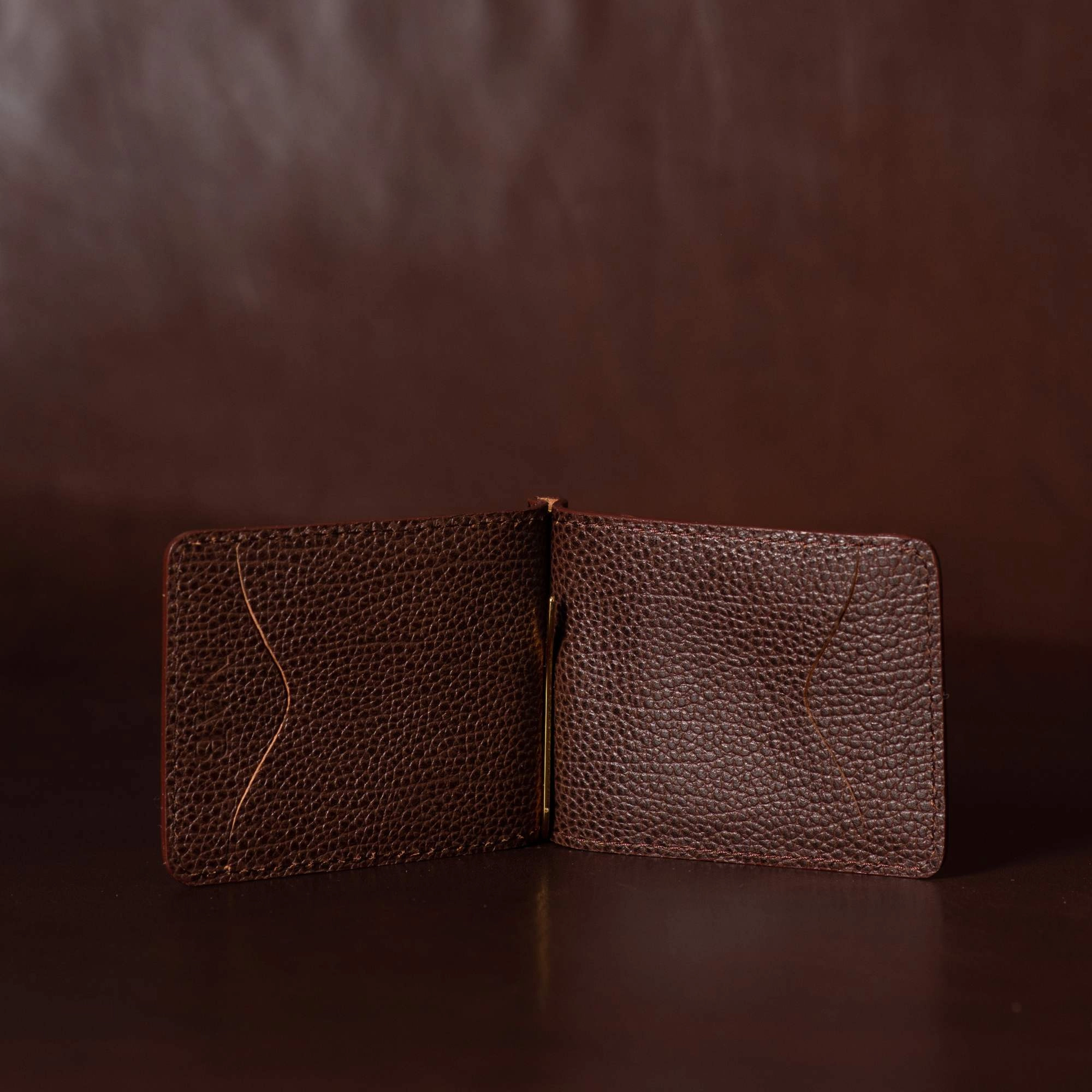 The Pinnacle Wallet - Black Slim Money Clip Pebble Grain Leather Wallet