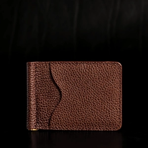The Pinnacle Wallet - Brown Slim Money Clip Pebble Grain Leather Wallet