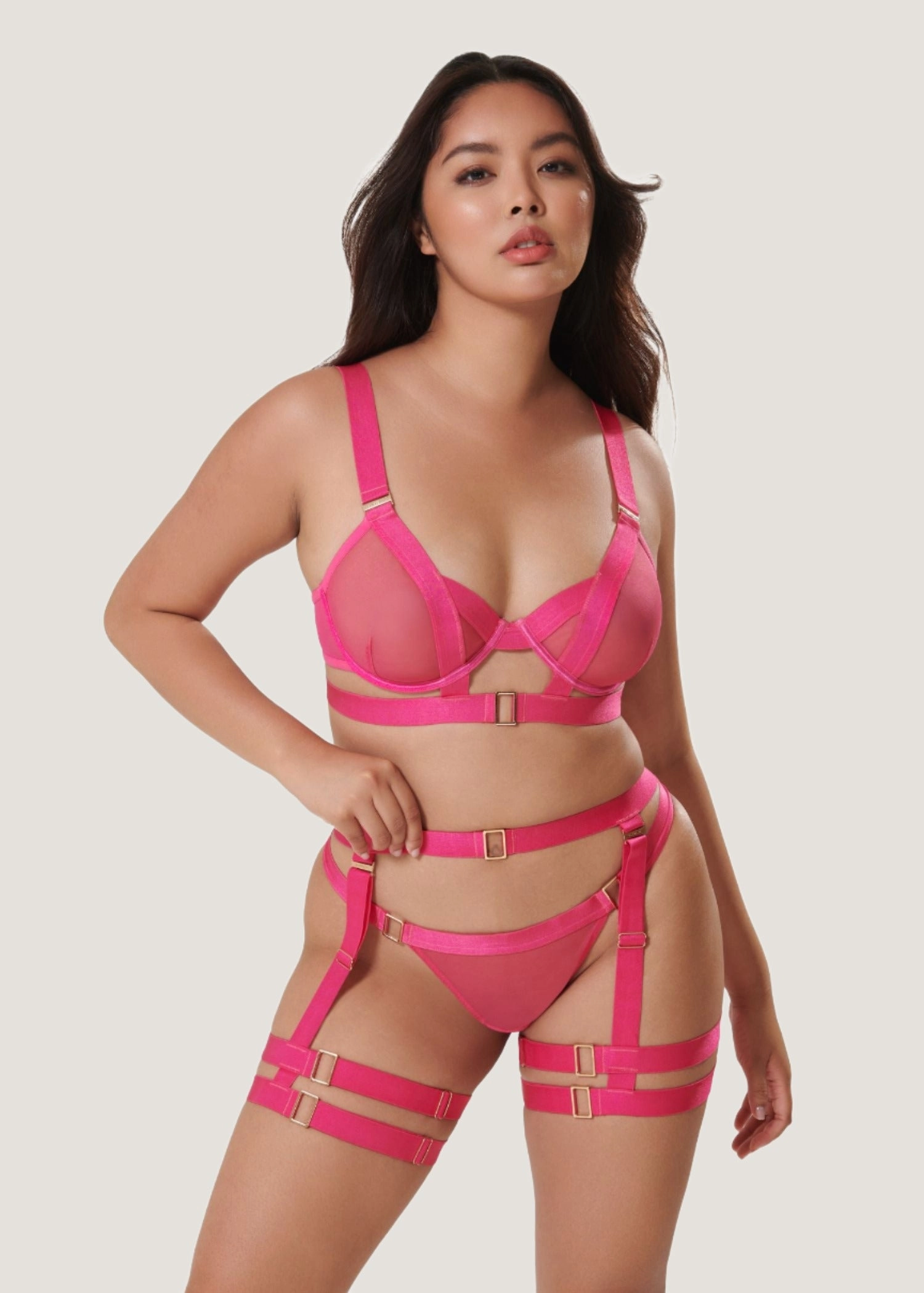 Trinity Thigh Harness (Fuchsia Pink)