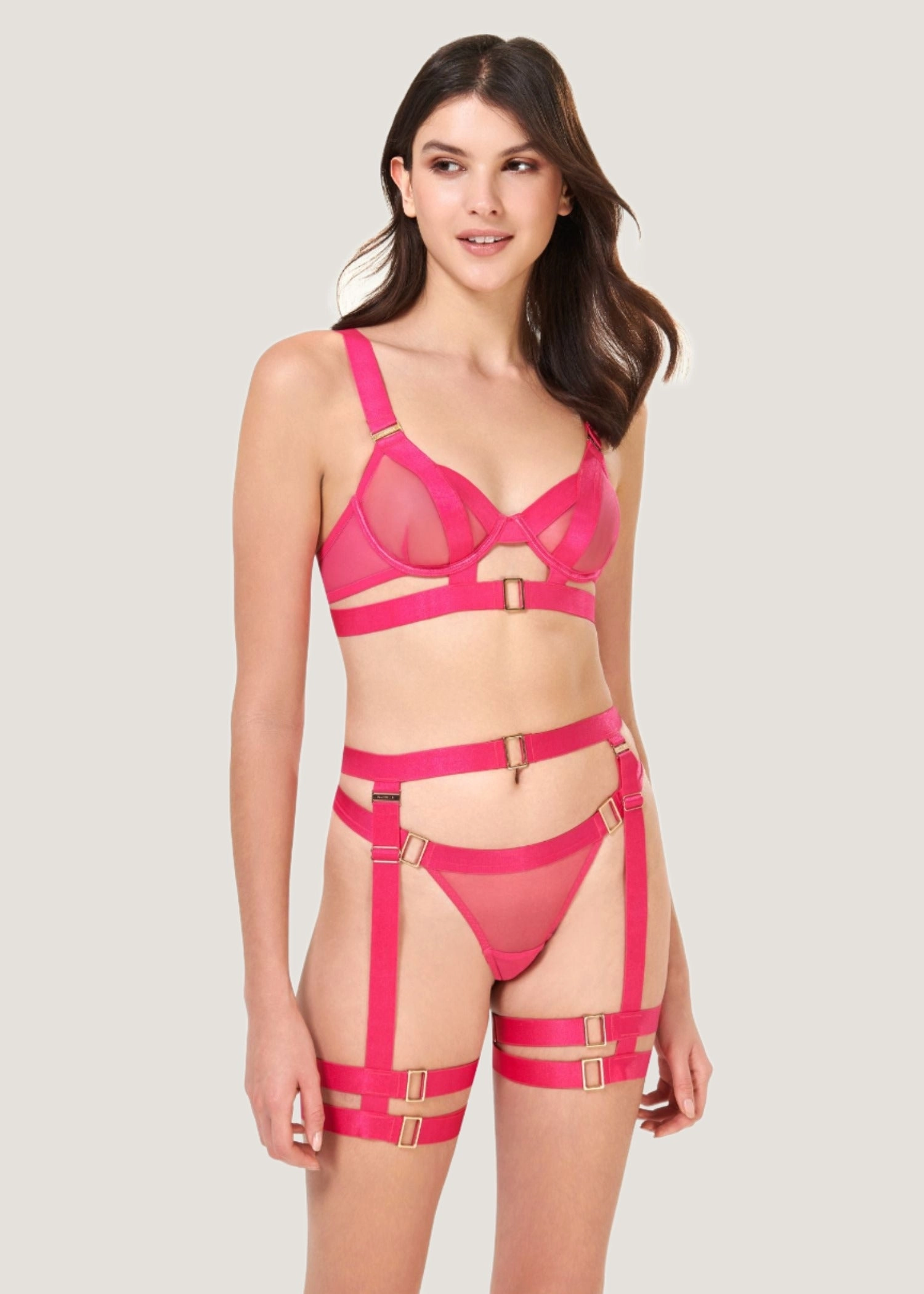 Trinity Thigh Harness (Fuchsia Pink)