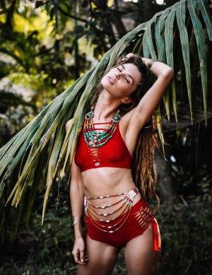 Wholesale - Orange High Waisted Bikini Set For Women "NELLY"