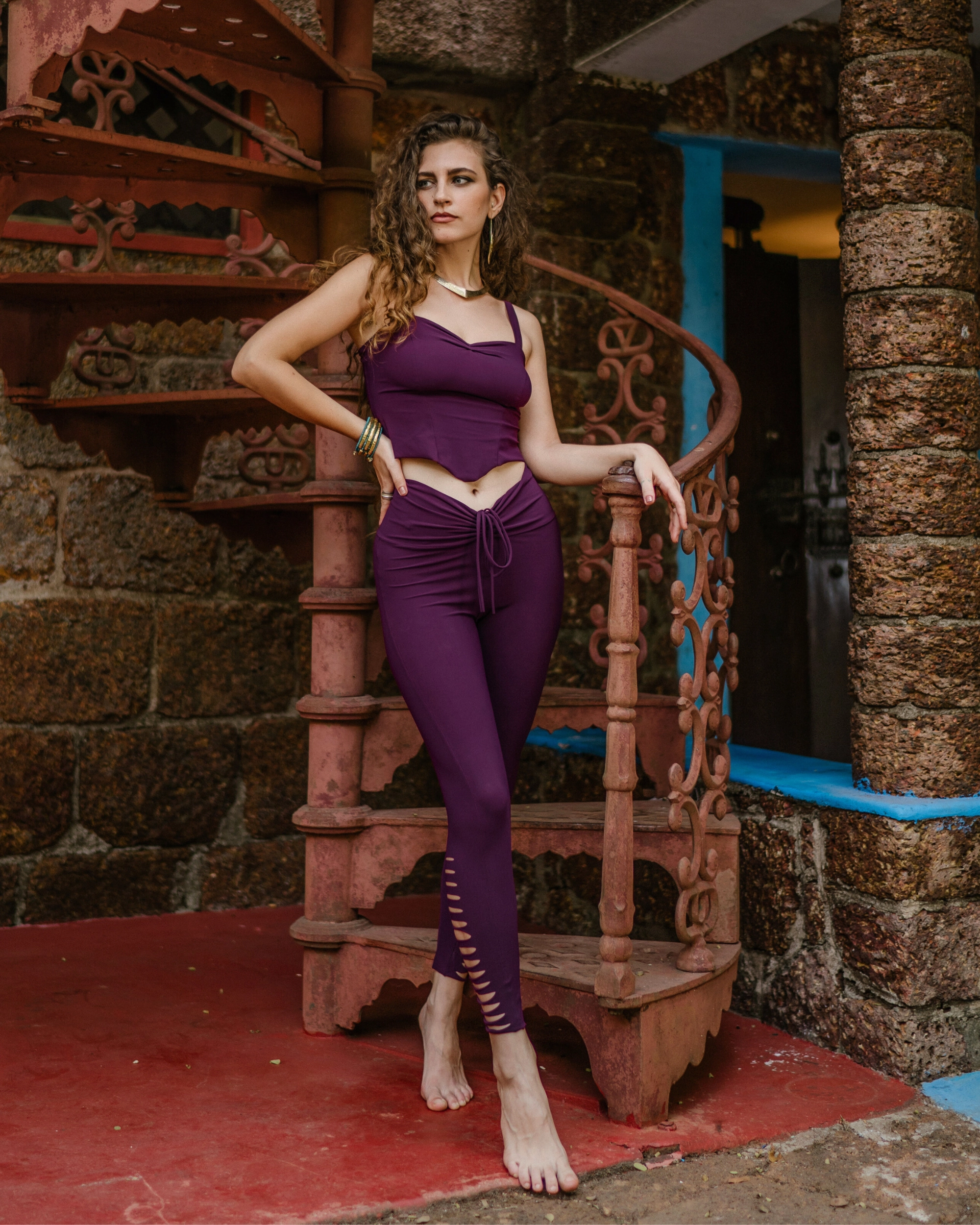Wholesale - "NILAYA" Yoga Tank Top in Purple Color, Sexy Yoga Clothes