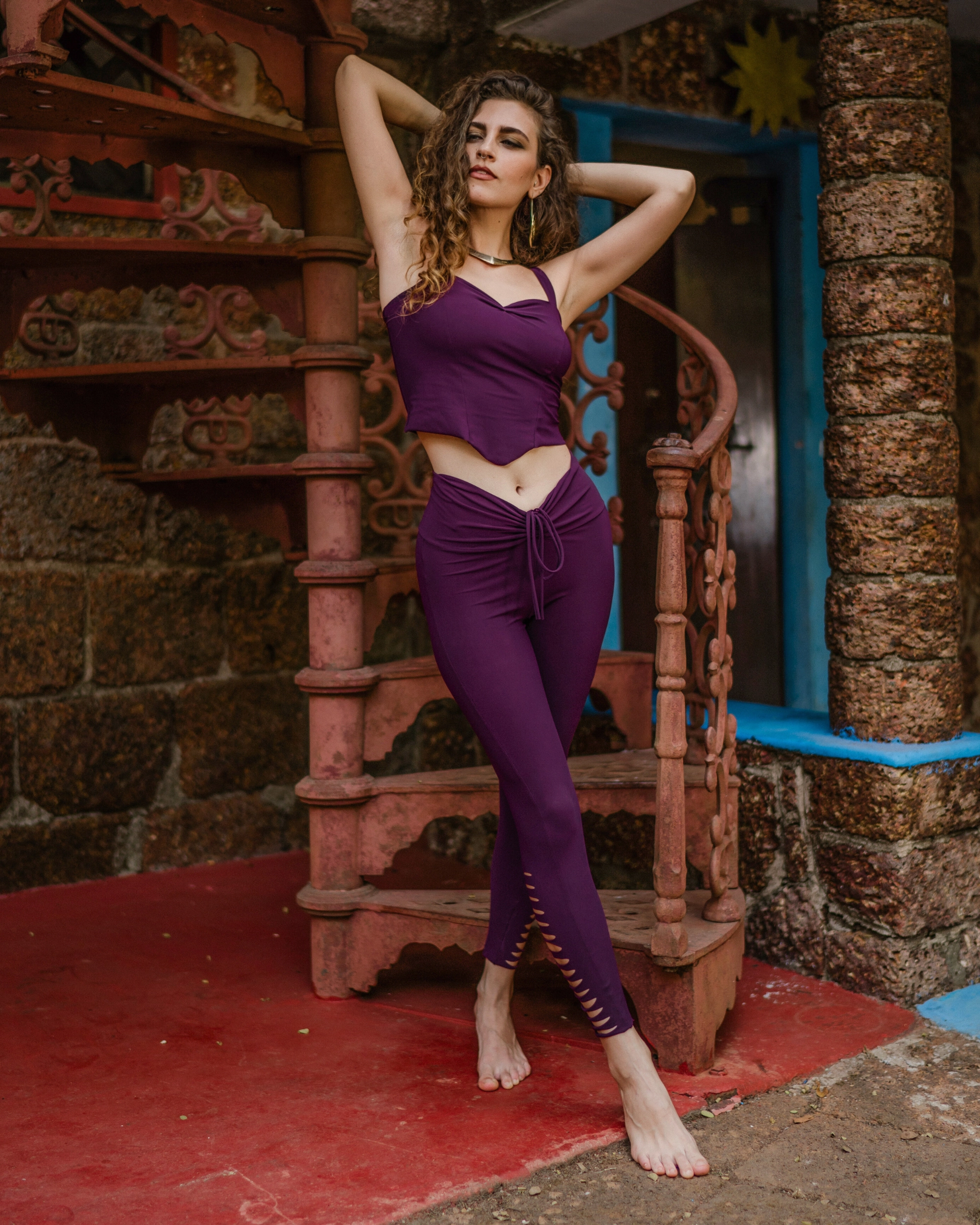 Wholesale - "NILAYA" Yoga Tank Top in Purple Color, Sexy Yoga Clothes