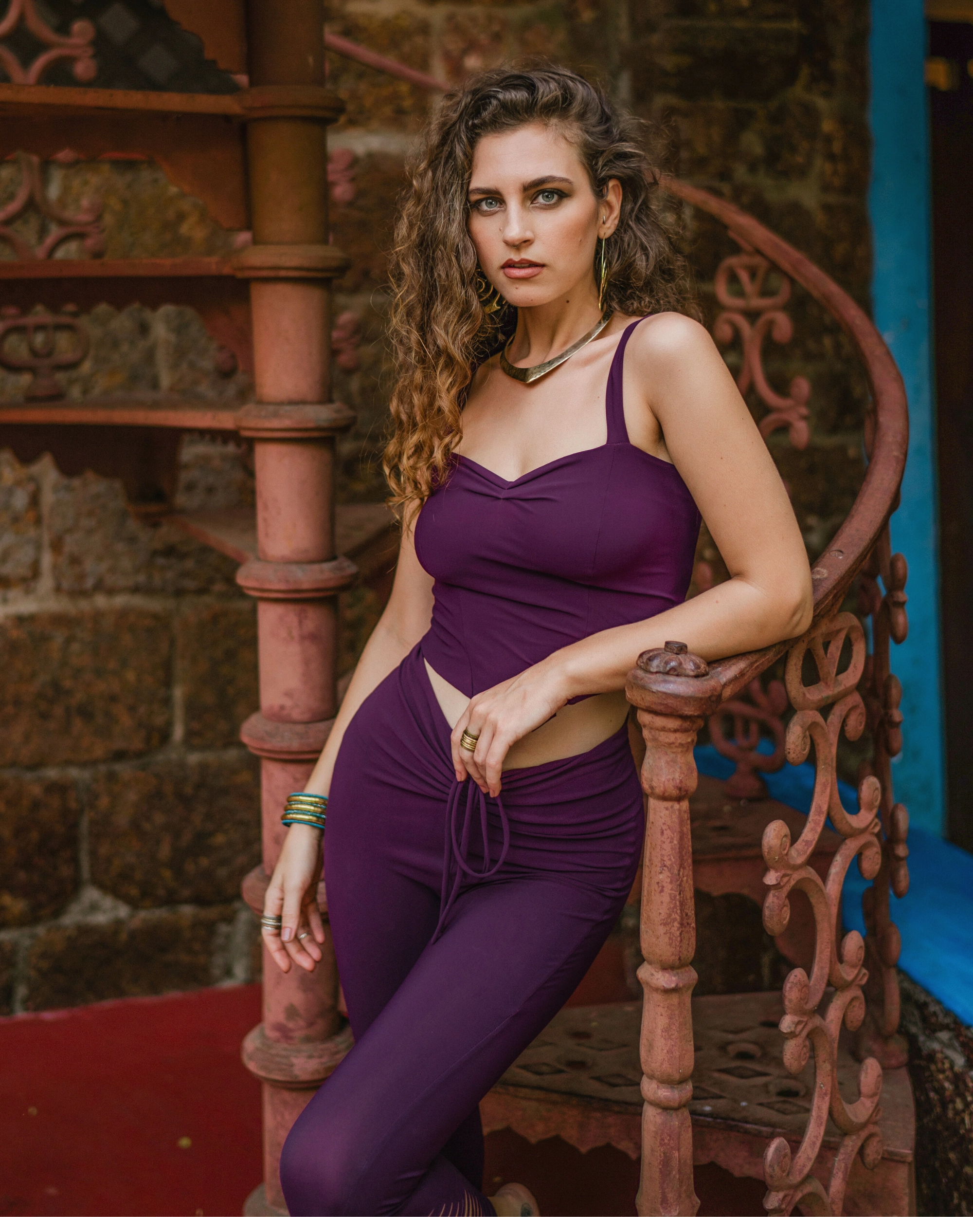 Wholesale - "NILAYA" Yoga Tank Top in Purple Color, Sexy Yoga Clothes